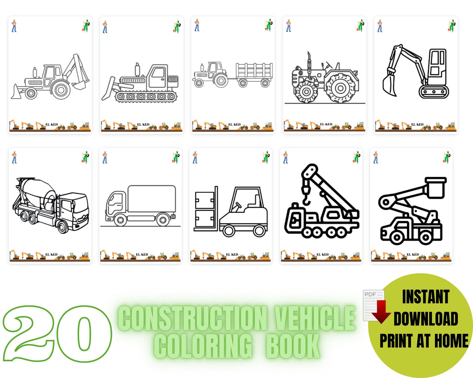 Construction Coloring Pages Construction Printablecoloring - Etsy