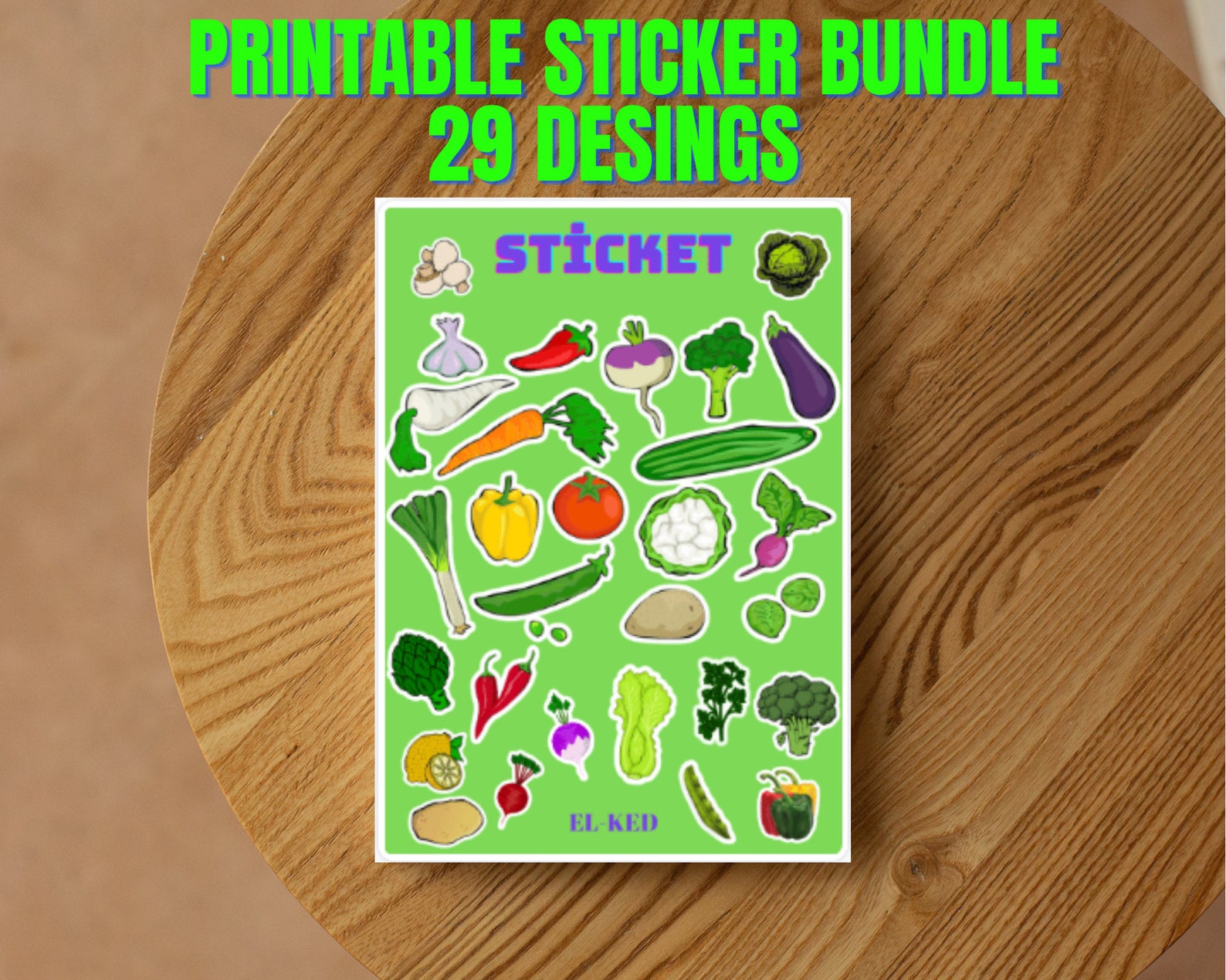 Fruit and Vegetable Sticker Pdf pack Fruit Sticker Etsy