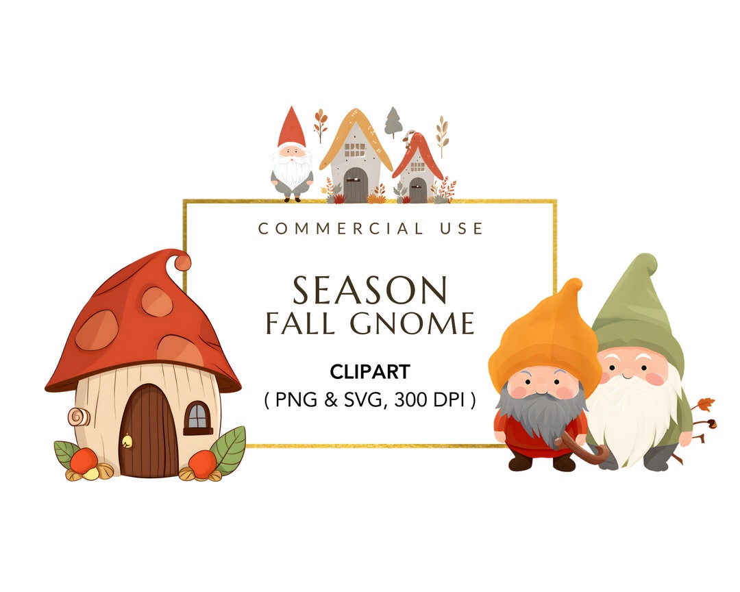 Garden Gnomes Clipart | Gnome SVG | Cute Autumn Gnomes Digital Sticker ...