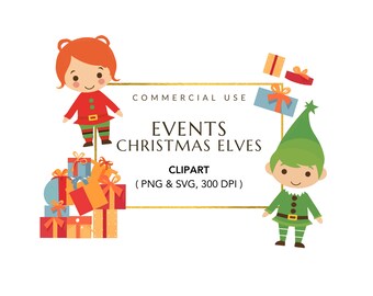Cute Christmas Elves Clipart Bundle | Christmas Elf Digital Stickers | Santa's Elves Clipart | Christmas Printables | Instant Download PNG