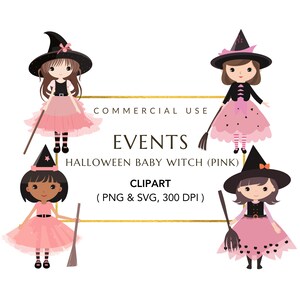 Linda bruja rosa clipart para niños / pegatina digital / imprimibles Montessori / bruja mágica PNG / brujas PNG / álbum de recortes / descarga digital