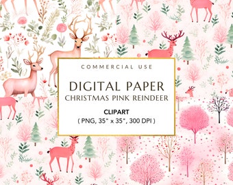 Christmas Patterns, Pink Christmas Paper, Scrapbook Paper, Digital Download, Christmas Journal, Christmas Clipart, Pink Christmas PNG