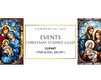 Buntglas Heilige Familie Clipart, Buntglas PNG, Kirchenfenster Clipart Hohe Qualität Transparent PNG, Sofort Download - Kommerzielle Nutzung