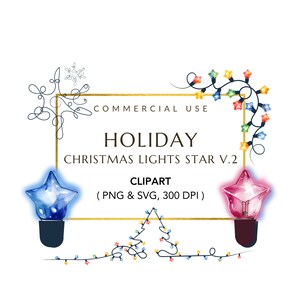 Kommerzielle Nutzung, Weihnachten Licht Clipart, Lichterkette Clipart, Weihnachten Urlaub PNG, digitaler Download Format SVG & PNG, Glühbirne Clipart