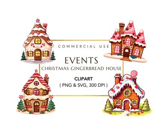 Weihnachten Lebkuchen Häuser Clipart, Urlaub Clipart, Lebkuchen Haus Png, Weihnachten Clip Art, Papiermodelle, Cut Files