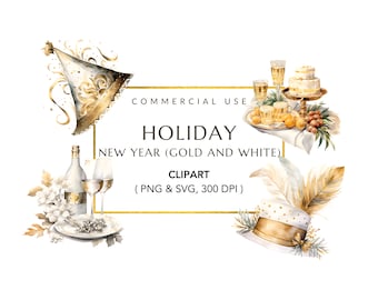 New Year's Eve Digital Download, New Year Party Decor, New Year Decorations PNG SVG, Commercial Use, Happy New Year 2024, New Year Clipart