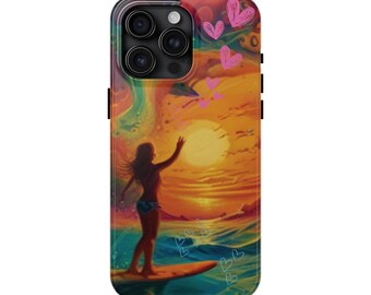 ¡Chicas surfistas y amantes del océano! Funda para iPhone para talasófilos con estilo - Save Our Beaches - Puesta de sol