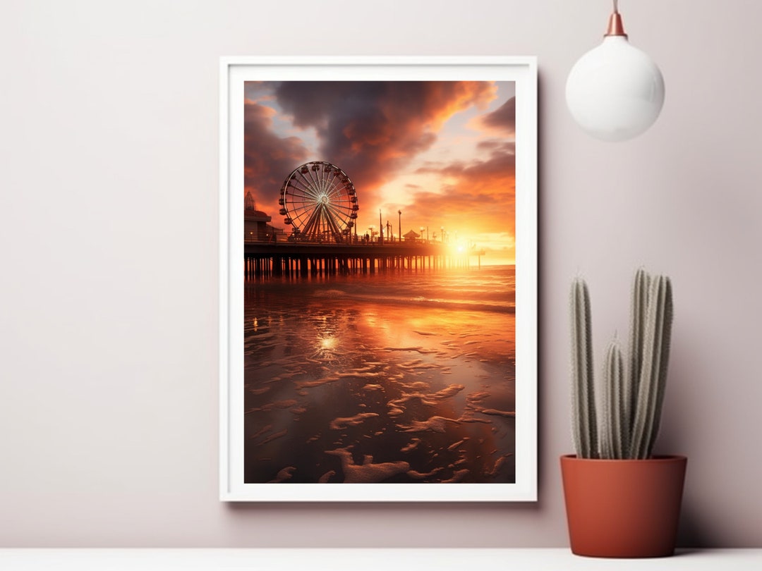 Santa Monica Wall Art California Poster Santa Monica Beach Etsy