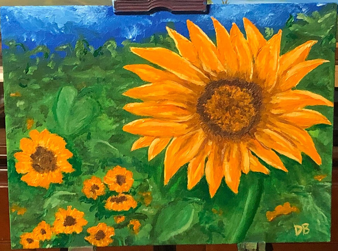 Sunflower Field Oil Painting on Canvas Board Etsy