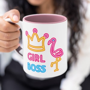 Girl Boss Colorful Two-Tone Accent Coffee Mug - The Perfect Gift for the Boss