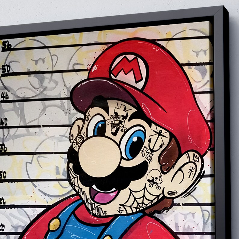 Banksy Guilty Mario Graffiti Pop Art Canvas Decor Banksy Etsy Australia