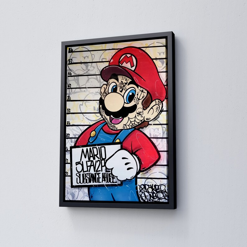 Banksy Guilty Mario Graffiti Pop Art Canvas Decor Banksy Etsy Australia