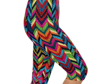 Leggings Capri lavorati a maglia, vita media, traspiranti