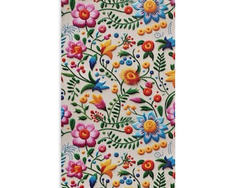 Asciugamano con motivo floreale colorato / Stampa di arte popolare da giardino