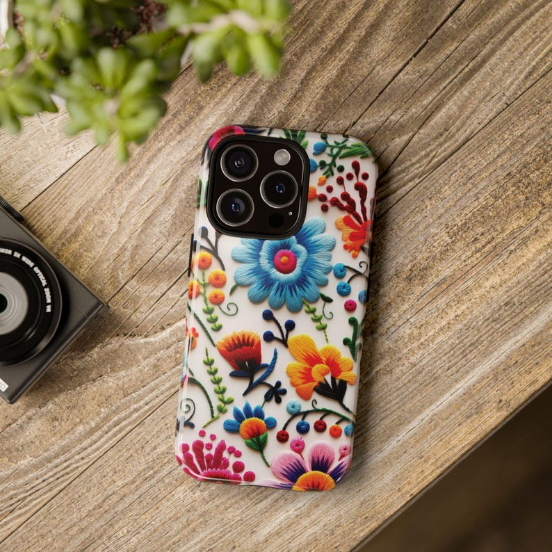 Mexican Flower-Embroidery Phone Case - Custom Design for iPhone, Samsung, Google Pixel