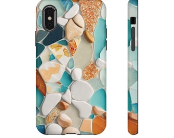 Amber & Sapphire Gemstone Mosaic Phone Case - Custom Design for iPhone, Samsung and Google Pixel
