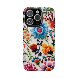 Mexican Flower-Embroidery Phone Case - Custom Design for iPhone, Samsung, Google Pixel