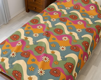 Retro Floral Samt Decke: Kuscheliger Plüsch Überwurf