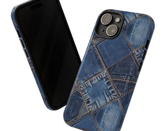Custodia per telefono con texture denim blu jeans: protezione elegante e durevole per iPhone, Samsung, Google Pixel