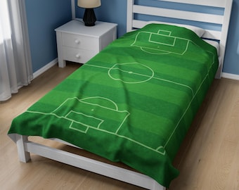 Coperta in velluto di peluche con design realistico di un campo da calcio o di uno stadio di calcio