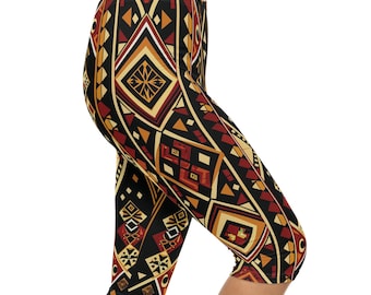 Leggings Capri con stampa africana, pantaloni da allenamento tradizionali