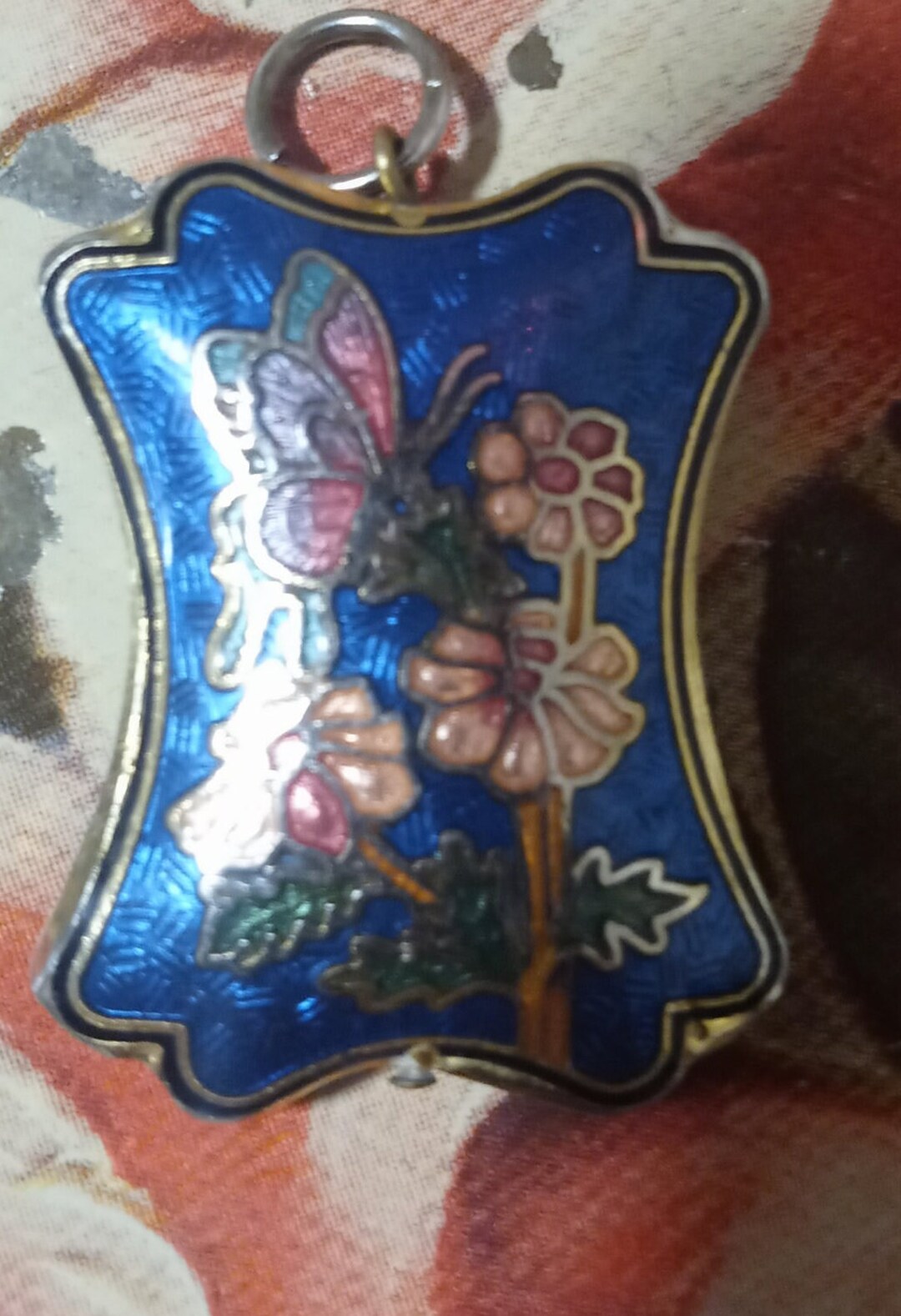 Vintage 80's Cloisonne Butterfly Pendant Etsy