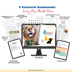 4 Commands every dog should know. Dog Training Bundle Guide, Planner Bundle for puppies and beginners