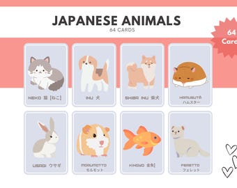 Japanese Animal Flash Cards: Printable Bilingual Learning Cards (PDF Download)
