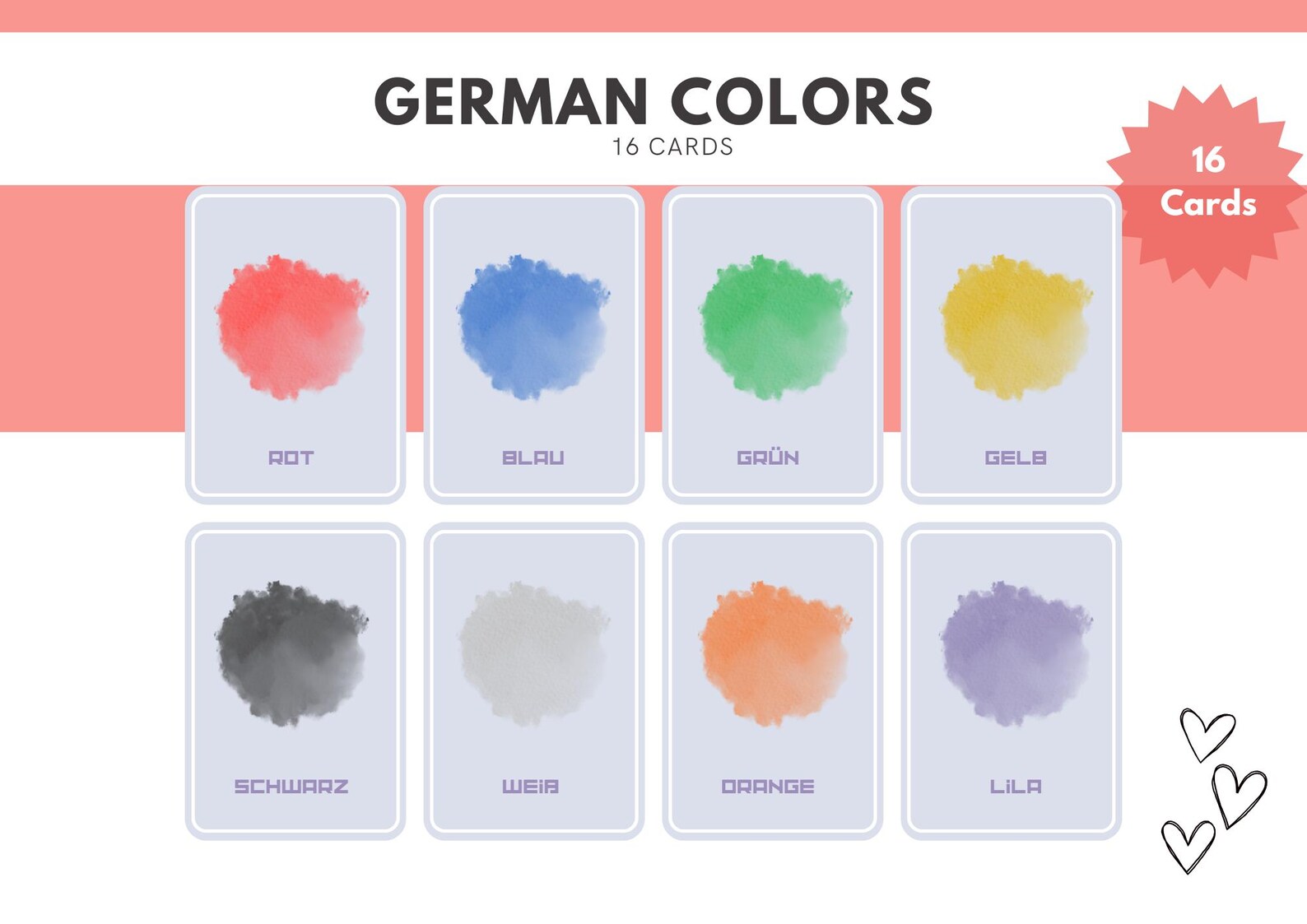 German Color Flashcards for Language Learners: English-german ...