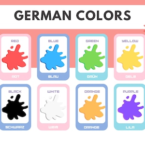 German Color Mastermind - Uitgebreide flashcards voor taalbeginners | 16 Duitse kleurenkaarten | Engels - Duits | Afdrukbare kaarten