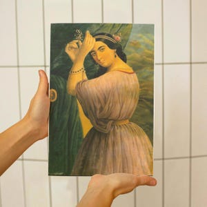 Persian Vintage Woman Oil Painting by Kamal ol Molk, Elegant art print by Persian painter, Fine Art Poster, Persian Wall Art, Gallery Print