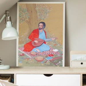 Persian art print, Persian miniature painting by Hossein Behzad, Persian Wall art, Miniature painting, Mughal wall art print, Persian gift
