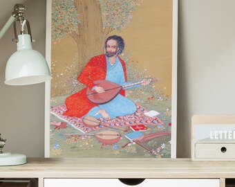 Persian art print, Persian miniature painting by Hossein Behzad, Persian Wall art, Miniature painting, Mughal wall art print, Persian gift
