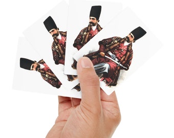 Persian Playing Cards, Persian Qajar king, Persian gift, Persian poker cards, Persian art, Naser al din Shah Qajar Portrait on playing cards