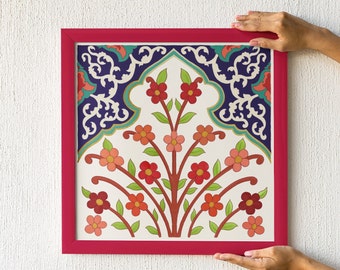 Persian Wall art, Persian art, Persian miniature painting, Tree of life, Persian poster, Persian wall hanging, art print, arabesque motif