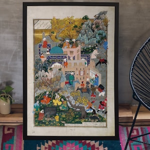 Persian Art, Persian wall art, Miniature painting Persian, Shahnama, Persian script Illustration, Miniature wall hanging, Mughal painting