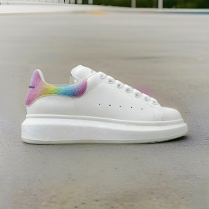 Alexander Mc-Queen Designer Unisex ShoesAlexander McQueen Casual SneakersLow Top McQueen Streetwear BootLuxury Fashion ShoeGift For Her Rainbow