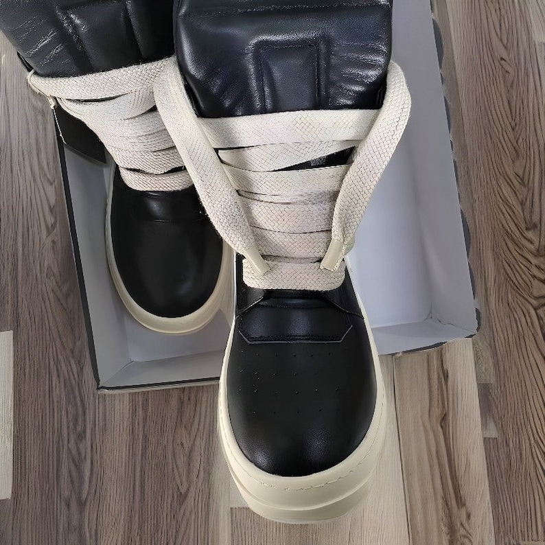 Rick Owens Thick Laces Unisex Sneakerscasual Rick Owens Lace up Black ...