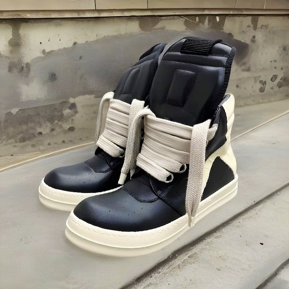 Rick Owens Thick Laces Unisex Sneakerscasual Rick Owens Nverted Triangle Black Shoesgenuine Leather Rick Owens Bootsrick Owens Outfit Etsy UK