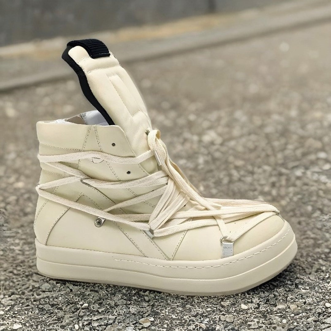 RICK OWENS Jumbo Laces Skateboard Shoes Men High-Top Black