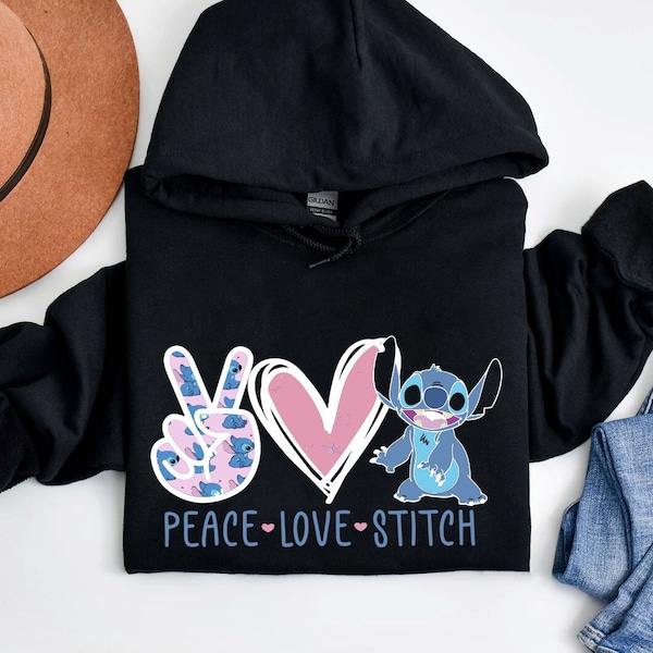 Peace Love Stitch Sweatshirt, Stitch Sweatshirt, Disney Vacation Sweater, Lilo And Stitch Hoodie, Disneyworld Cute Stitch Sweater