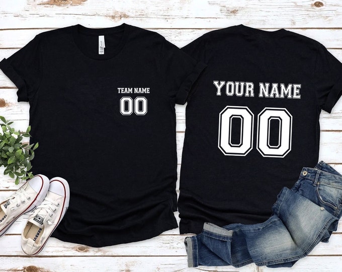 Customized Sports T-Shirt, Name and Number, Customize Shirt, Sports Team Shirts, Dad Gift, Gift Idea, Your Own Writing, Personalized custom.