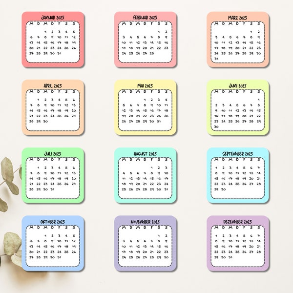 Mini 2025 calendar stickers - Etsy.de