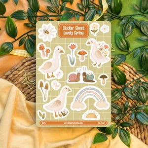 Lovely Spring | Sticker Sheet | Aufkleber für Bullet Journal, Planner, Scrapbook, Hobonichi, Filofax, Dekorative Sticker