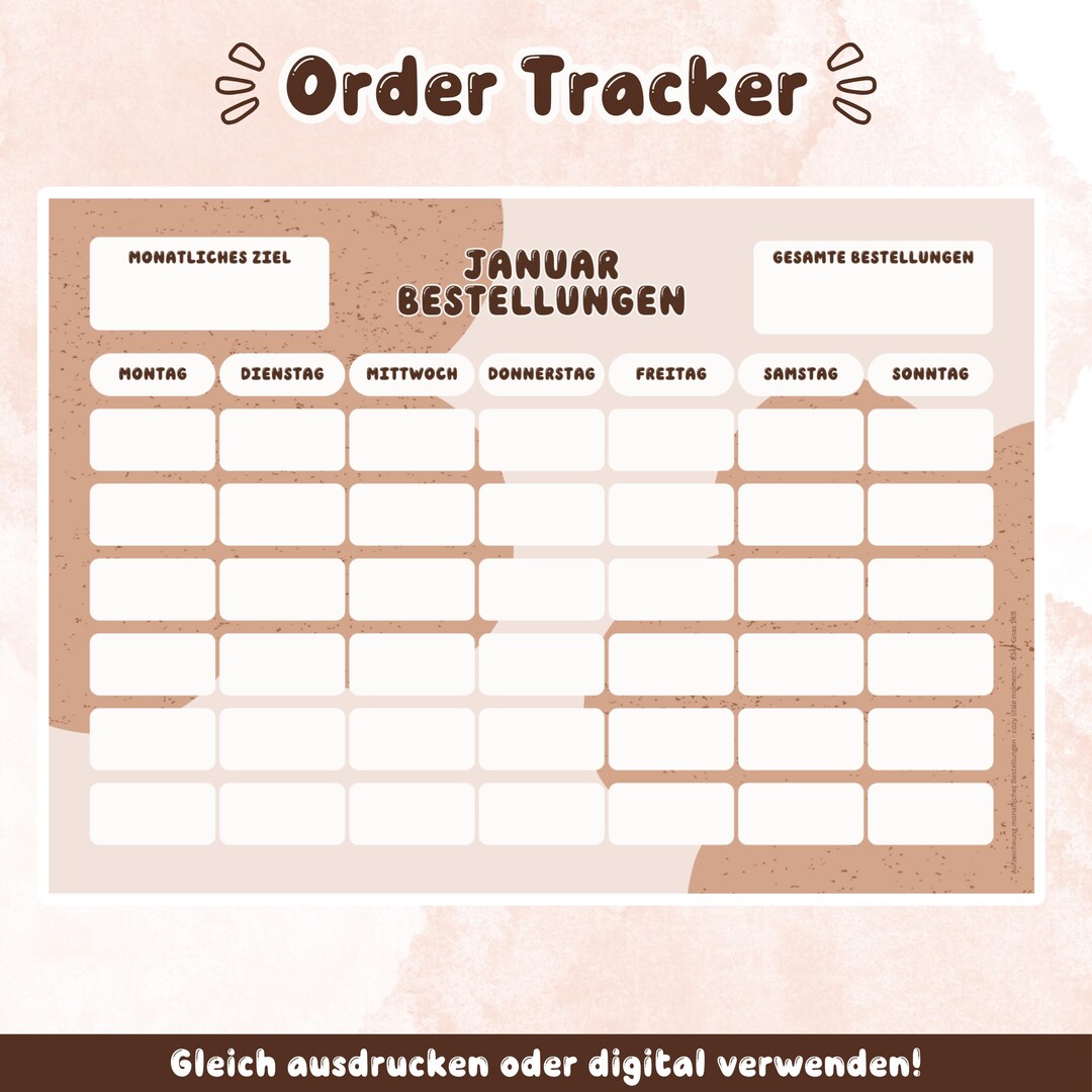 Printable Order Tracker 
