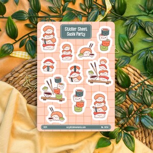 Sushi Party | Stickervel | Stickers voor Bullet Journal, Planner, Scrapbook, Hobonichi, Filofax, Decoratieve Stickers