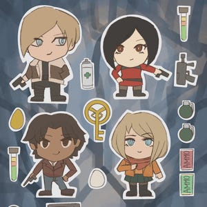Leon S Kennedy RE4R sticker sheet- w/ Ada Wong, Ashley, and Luis