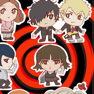 P5 sticker sheet- Joker, ryuji, ann, and futaba
