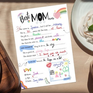 Best MOM BIRTHDAY Gift Idea GIY Questionnaire Personalised Fill In Blanks Interview Q&A Keepsake for Mom All About My Mom-Mother's Day Gift image 9