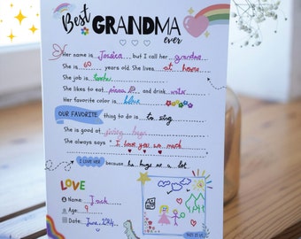 Best GRANDMA,Mothers Day Handprint Art Gift,GIY Questionnaire Personalised Fill InBlanks InterviewQ&AKeepsake forGrandma All About MyGrandma